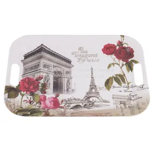 Melamine Rectangle Tray Custom Design Melamine Serving Tray With Handle For Hotel thumbnail-1