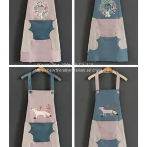 Back Cross Natural Linen Apron, Kitchen Apron thumbnail-2
