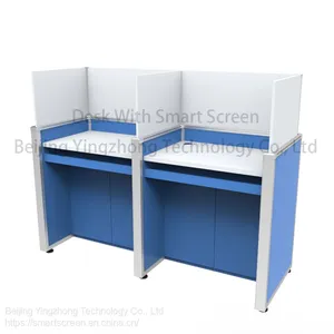 Height-adjustable Computer Desk Workstation Lifting Hidden Screen Language Lab Table Anti-disturb Cubicle Partiton Study Carrel Dividers thumbnail-1