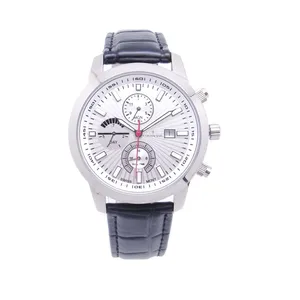 Stainless Steel Chronograph Watches Man Genuine Leather Multi-Function Watch thumbnail-1