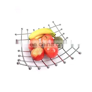 China New Style Storage Kitchen Organizer Wholesale Metal Silver Steel Fruit Basket thumbnail-2