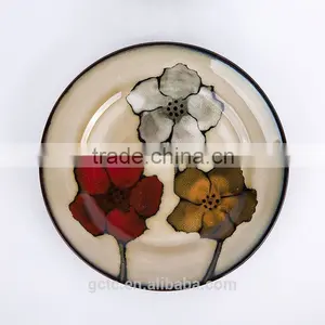 16-piece Reactive Glaze Stoneware Dinnerware Set With Poppy Hand Printing thumbnail-5