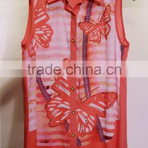 2014 Chiffon Tops With Hot Fix Stone thumbnail-1