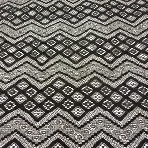 XL668 New Black Geometry French Lace Design Style Elastic Lace Fabric thumbnail-1