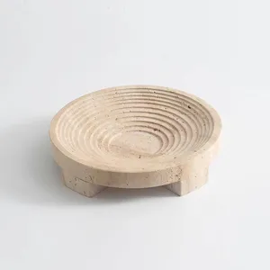 Fruit Snack Candy Servging Bowl Home Decoration Modern Centerpiece Marble Travertine Bowl thumbnail-4
