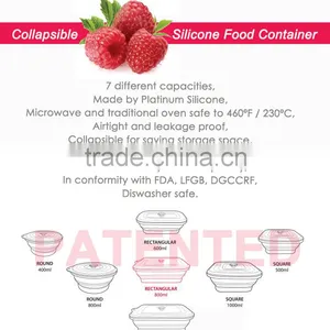 800ml 100%Silicone Food Container, Vacuum Box, Foldable, Non-stick, BPA FREE, Double Colors, FDA, LFGB, DGCCRF Most Popular thumbnail-6