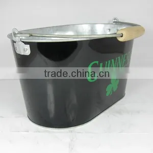 10L Galvanized Ice Bucket, Beer Ice Cooler With Wooden Handle thumbnail-1