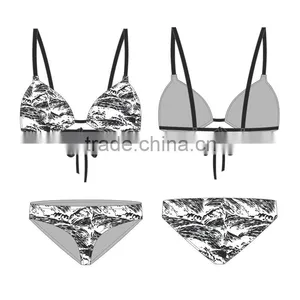(ODM/OEM Factory) Ecoach Wholesale OEM 2016 Hot Sexy Women Custom Beachwear Tie Front Wrap Brazilian Bikini Top Stripes Swimwear thumbnail-3
