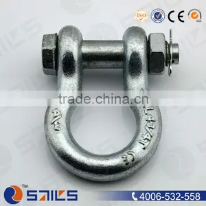 High Strength Forged Galvanized Alloy Steel Bolt Safety Marine Hardware Screw Pin Bow Shackle thumbnail-1