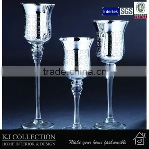 Long-Stem Glass Tealight Candleholders With Electro-Piated thumbnail-1