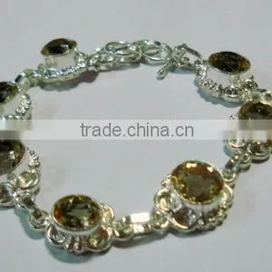 Faceted Smokey Quartz Gemstone Metal Fashion Bracelets thumbnail-1