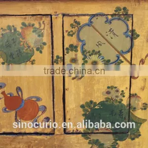Asian Antique Vintage Hand Painted Mongolia Cabinet thumbnail-3