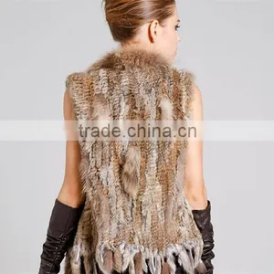 2016 High -end Kintted Rabbit Fur Vest With Raccoon Collar thumbnail-3