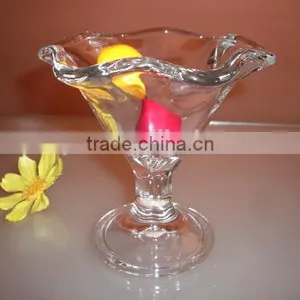 2015 China Manufacture Ice Cream Cup Flower Shaped Clear Customized Glassware Producer thumbnail-1