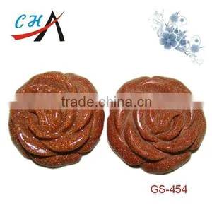 Fashion 35mm Red Sand Semi Precious Stone Flower Carving thumbnail-1