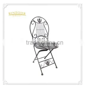 Modern Cheap Outdoor Black Metal Garden Folding Chair thumbnail-1