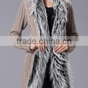 Fashion and Warm Ladies Fur Collar Cardigan Sweater thumbnail-4