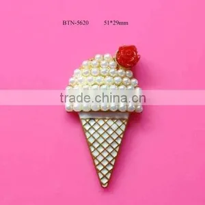 Hot Selling Factory Price New Style 51*29mm Icecream Button With Pearl&flower in Stock (btn-5620) thumbnail-1