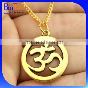 Fashion White Gold Plated Pave Cubic Zircon CZ 925 Sterling Silver Om Pendant thumbnail-2