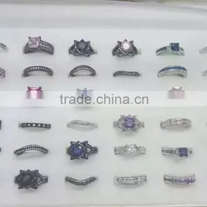AAA Cubic Zirconia Black Plated Brass/925 Silver Finger Ring for Christmas thumbnail-5