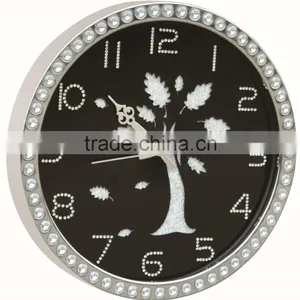 Romantic Tree Metal Gold Decorative Wall Mounted Diamond Clock thumbnail-1