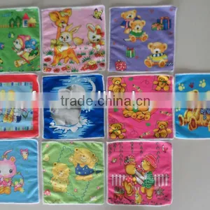 100% Polyester Microfiber Warp Knitting Knitted Thermal Transfer Printed Square Wash Cloth With Cartoon Design thumbnail-1