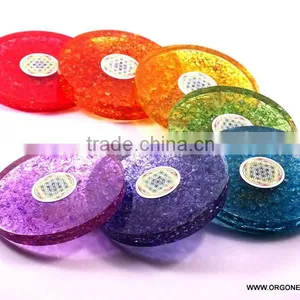 Orgonite Coaster Chakra Flower Of Life Set thumbnail-1