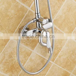 Brass Hard Tube Shower Mixer Set/wall Mounted Bath Shower Faucet thumbnail-3