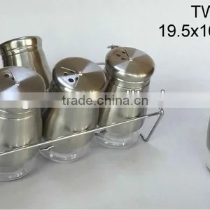 TW955 6pcs Glass Spice Jar Set With Metal Casing and Rack thumbnail-1