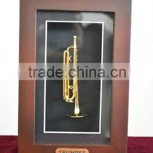 Music Gifts Cabinet Wood Box Trumpet Model Frame thumbnail-1