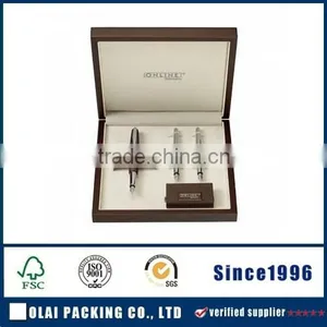 Glossy Wooden Box Pen Set With Brown Colour thumbnail-1