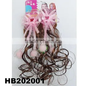 Cute Baby Headband Curl Hair Extensions With Sky Blue Flower Ribbon Bow thumbnail-5