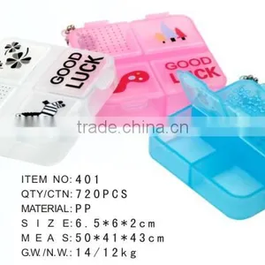 Plastic Portable Pill Box/Gift Box With 4 Compartments With Keychain thumbnail-1