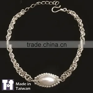 Fashion 925 Spiral Pearl Sterling Silver Bracelet Jewelry Gifts thumbnail-2