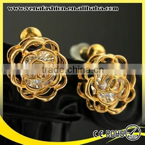 Good Quality Hot Sale Rose Flower Model Dianonds Ear Studs thumbnail-2