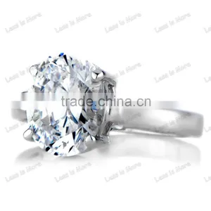 Fashion Pure Silver Oval Cut Diamond Engagement Ring thumbnail-3