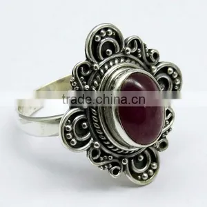 Designer Ruby 925 Sterling Silver Ring, Indian Fashion Silver Jewelry, Wholesale Silver Jewelry thumbnail-1