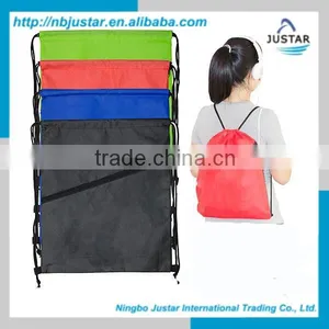 Big Promotional Polyester Fabric Economically Priced Custom Logo Printed Cheap Backpack Bag Drawstring thumbnail-1