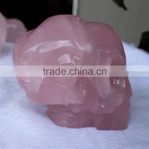 New Arrived Rose Quartz Skull Vivid Alien Crystal Skull for Halloween Gift thumbnail-1