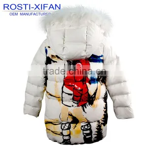 Kids Duck Down Jacket With Raccoon Hood for Children Winter Jacket thumbnail-3