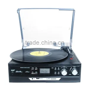 Rain Lane Hot Selling Record Player Usb Converter Wooden Turntable Radio Player Vintage Charm Cassette Converter thumbnail-4