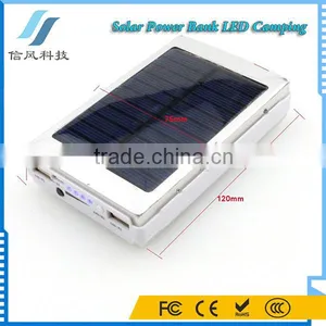 6000mAh Two-sided Dual-USB Solar Power Bank LED Torch Light for IPhone Silver thumbnail-1