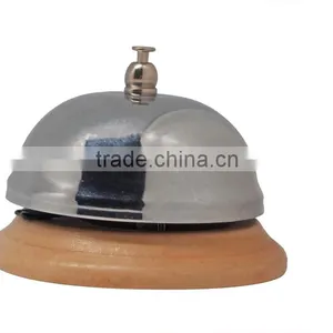 Reception Bell Wholesale ,silver Bell With Wooden Base(A663) thumbnail-1
