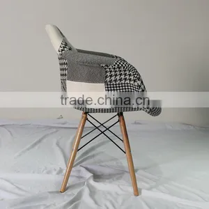 Replica Eiffel Tower Base Fiberglass Patchwork Dining Armchair With Wood Legs thumbnail-3