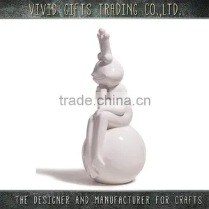 Ceramic or Porcelain Frog With Gold Crown Sitting on Ball for Home and Garden Decoration thumbnail-2