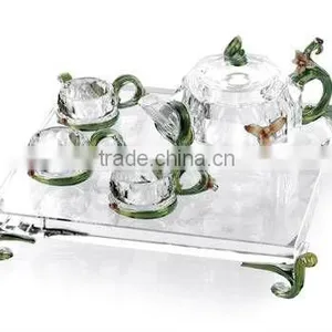 RORO Chanson Orchid Enamel Crystal Glass Tea Set for Home Decoration thumbnail-1