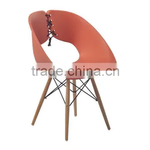 Molded Color Plastic Chair With Wood Eiffel Legs Plastic Chair HC-N018 thumbnail-1