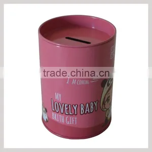 Customize Coin Round Bank Money Saving Tin Boxes/Round Tin Coin Bank,Round Tin Money Box Gift Piggy Bank thumbnail-1