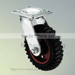 Double Steel Bearings Heavy Duty Iron Core Black Rubber Caster Wheel thumbnail-1