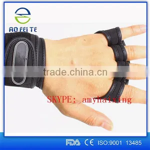 Men's Power Weightlifting Gloves With Leather Palm thumbnail-6